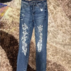 American Eagle Outfitters Ripped Blue Skinny Jeans